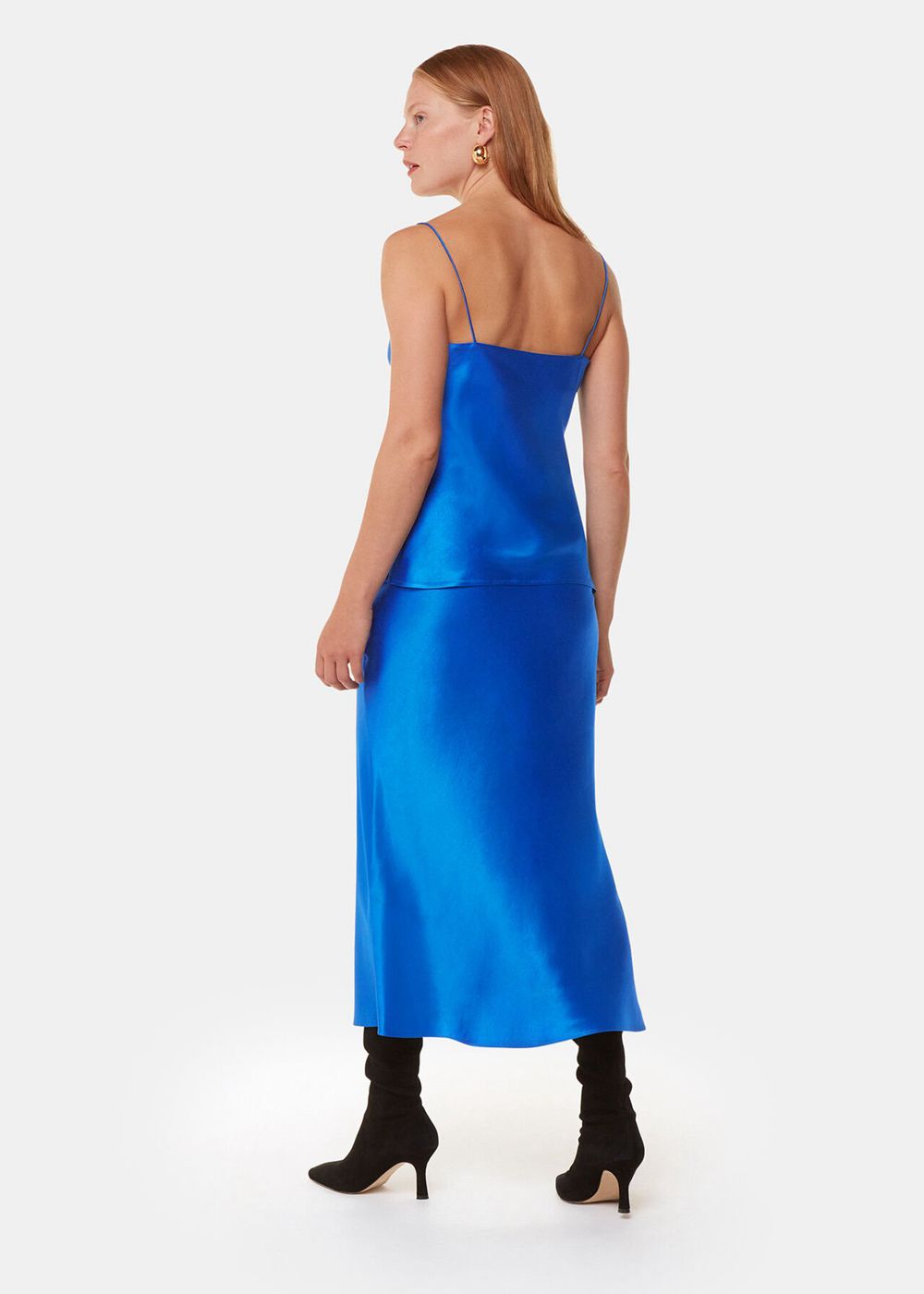 Whistles Satin Bias Cut Skirts Blue | US-91740ESGD