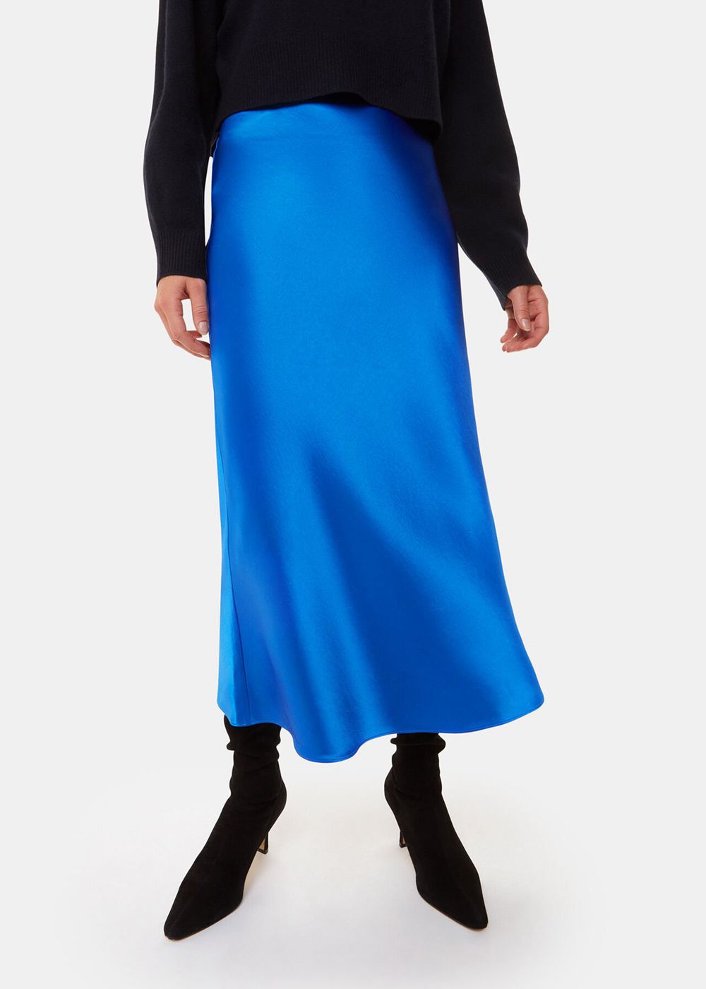 Whistles Satin Bias Cut Skirts Blue | US-91740ESGD