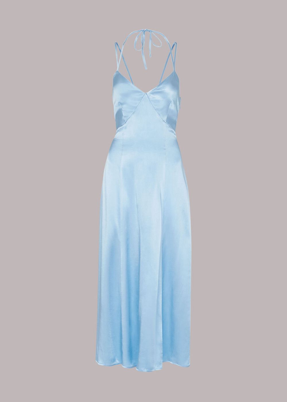 Whistles Satin Cami Dress Blue | US-90537TZJE