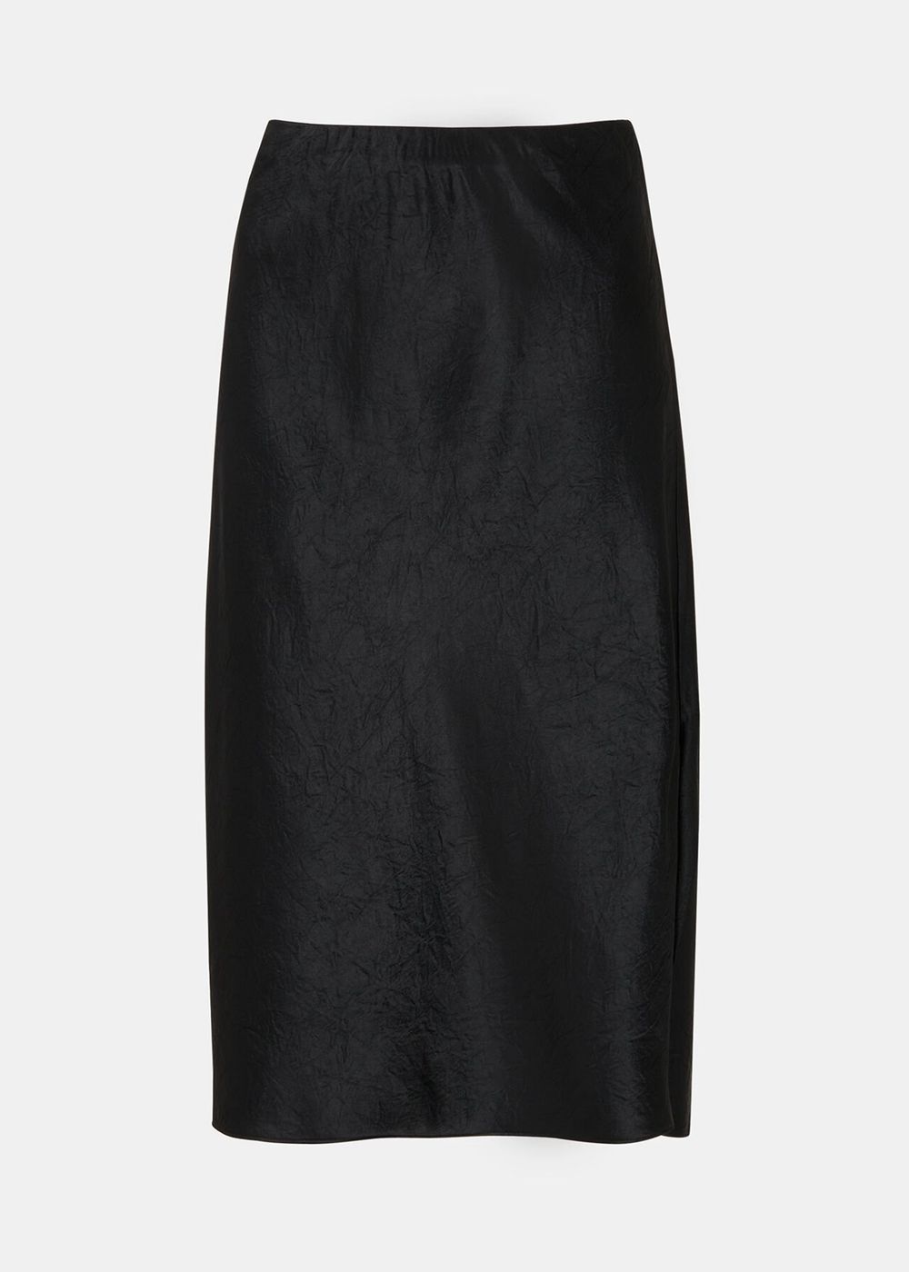 Whistles Satin Knee Length Skirts Black | US-37610QDXA