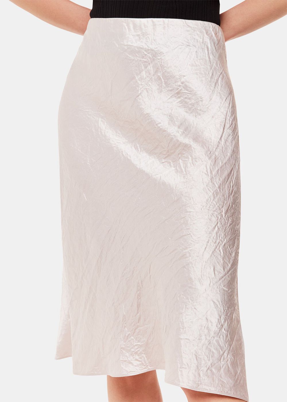 Whistles Satin Knee Length Skirts Neutral | US-24318NOXH