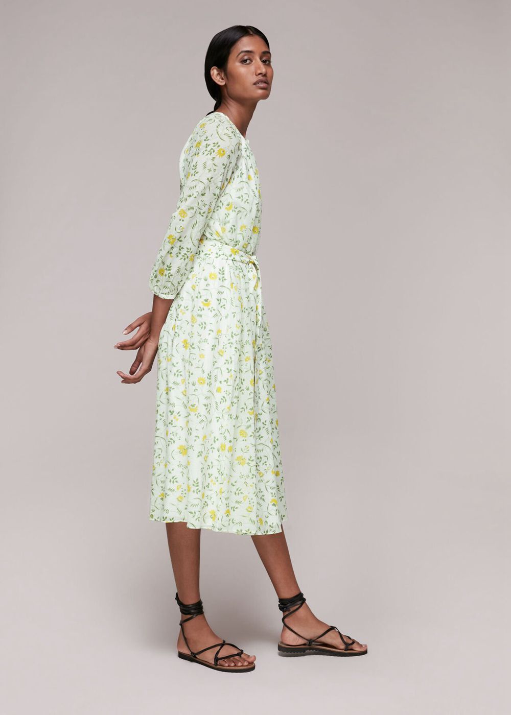 Whistles Savannah Floral Silk Mix Dress Multicolor | US-25486ZYQM