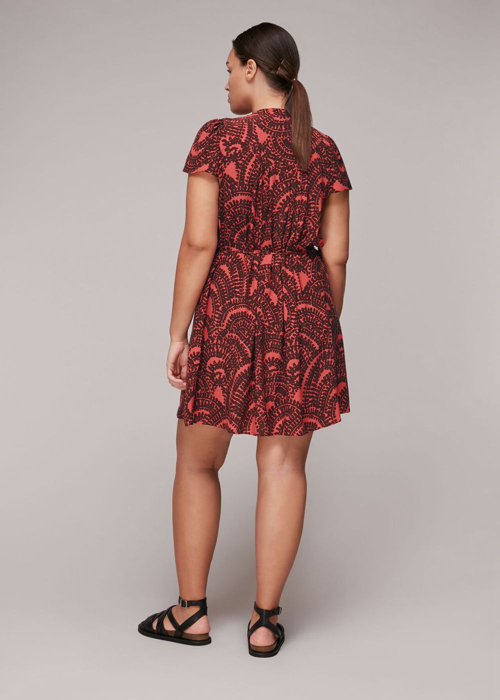 Whistles Scallop Print Trapeze Dress Red / Multicolor | US-23406DAEJ