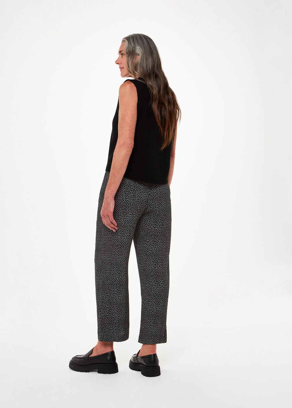 Whistles Scattered Y Print Pants Black / White | US-49560XAFS