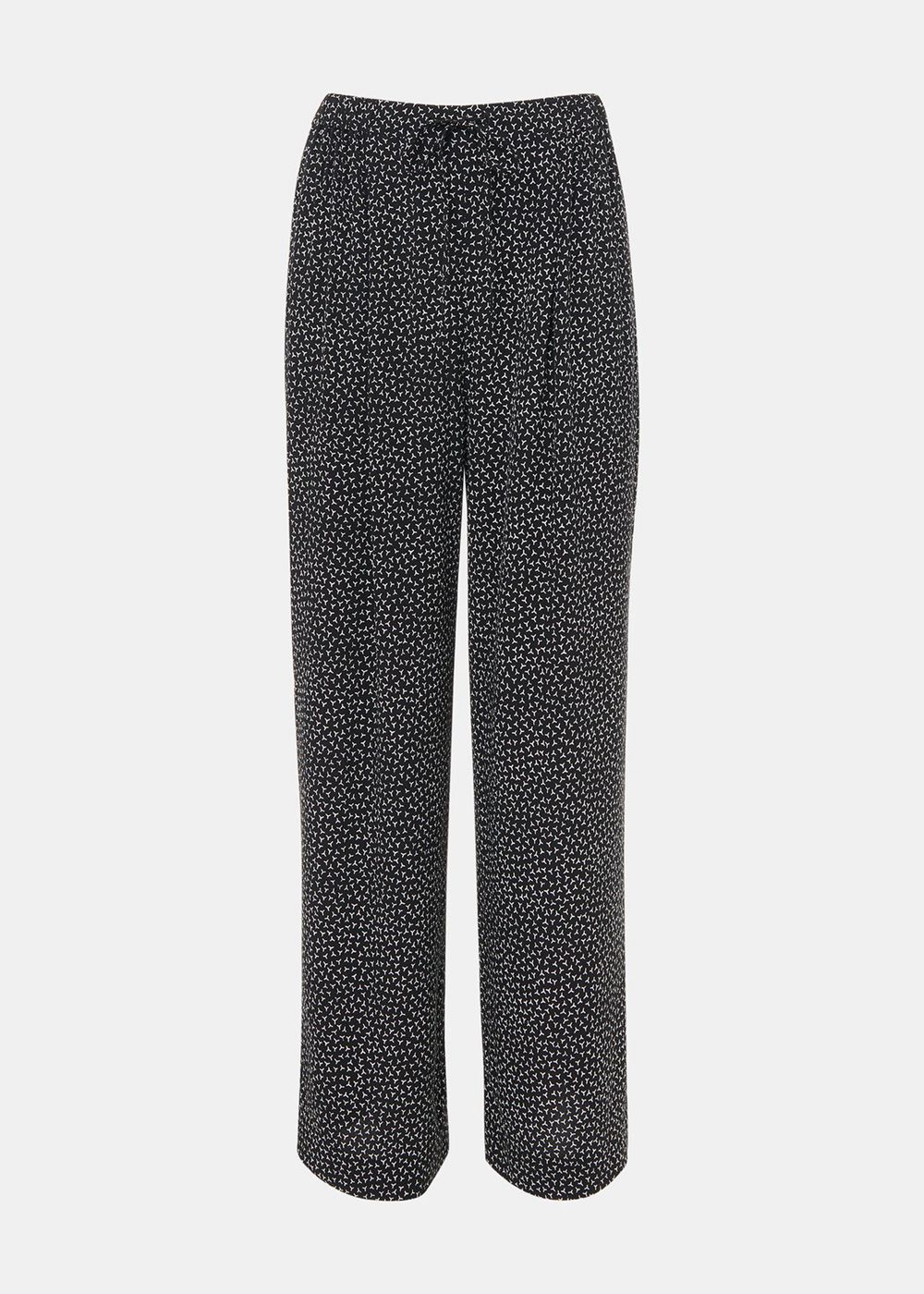 Whistles Scattered Y Print Pants Black / White | US-49560XAFS