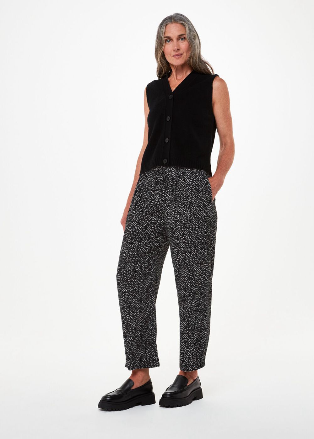 Whistles Scattered Y Print Pants Black / White | US-49560XAFS