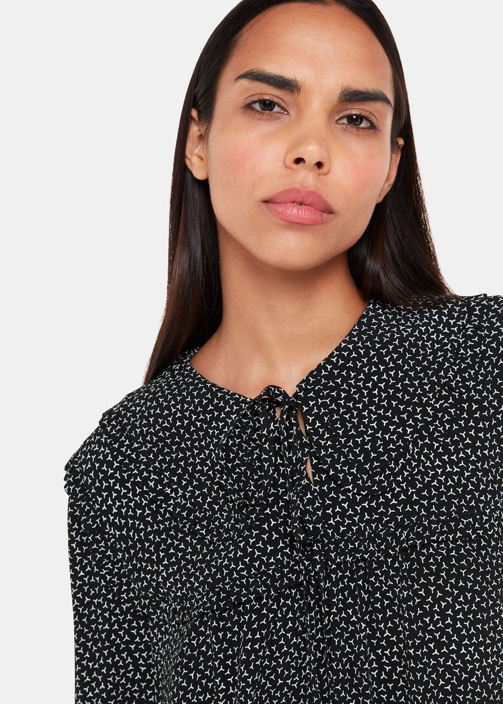 Whistles Scattered Y Saskia Collar Top Black / Multicolor | US-26389RZGK