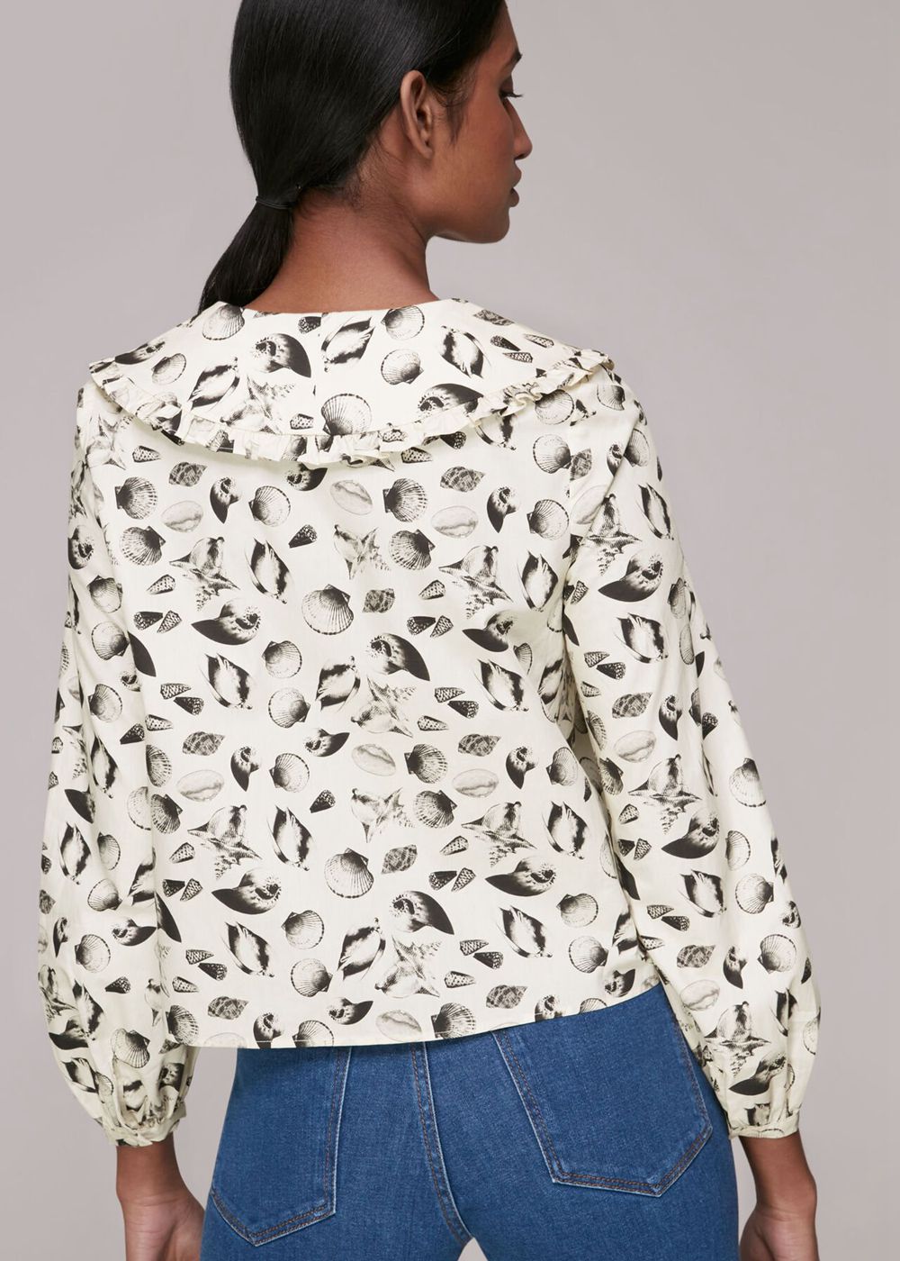 Whistles Sea Shell Print Collar Top Multicolor | US-51302ZADO