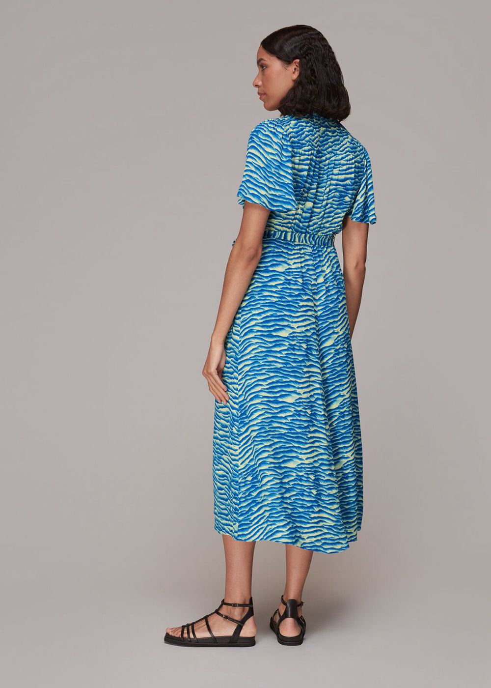 Whistles Seafoam Zebra Midi Dress Blue / Multicolor | US-17689CNHR