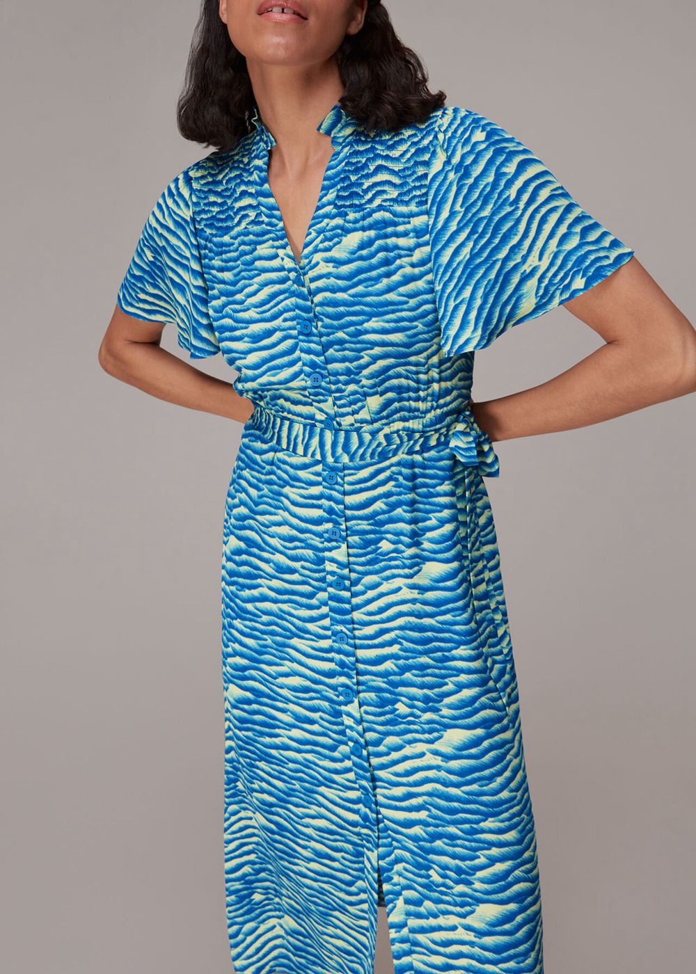 Whistles Seafoam Zebra Midi Dress Blue / Multicolor | US-17689CNHR