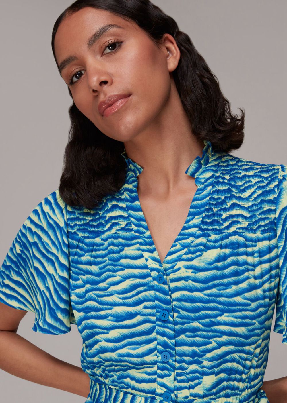 Whistles Seafoam Zebra Midi Dress Blue / Multicolor | US-17689CNHR