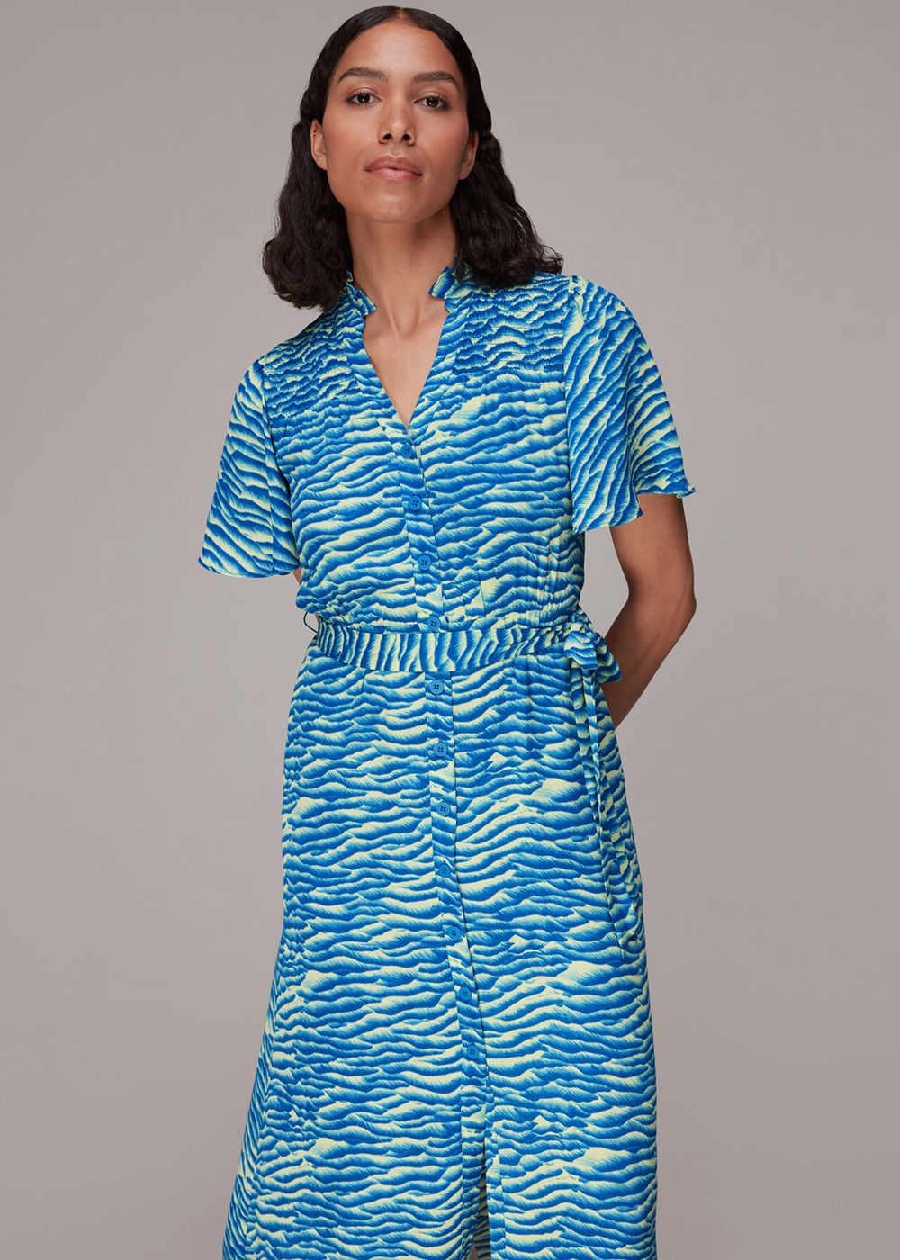 Whistles Seafoam Zebra Midi Dress Blue / Multicolor | US-17689CNHR