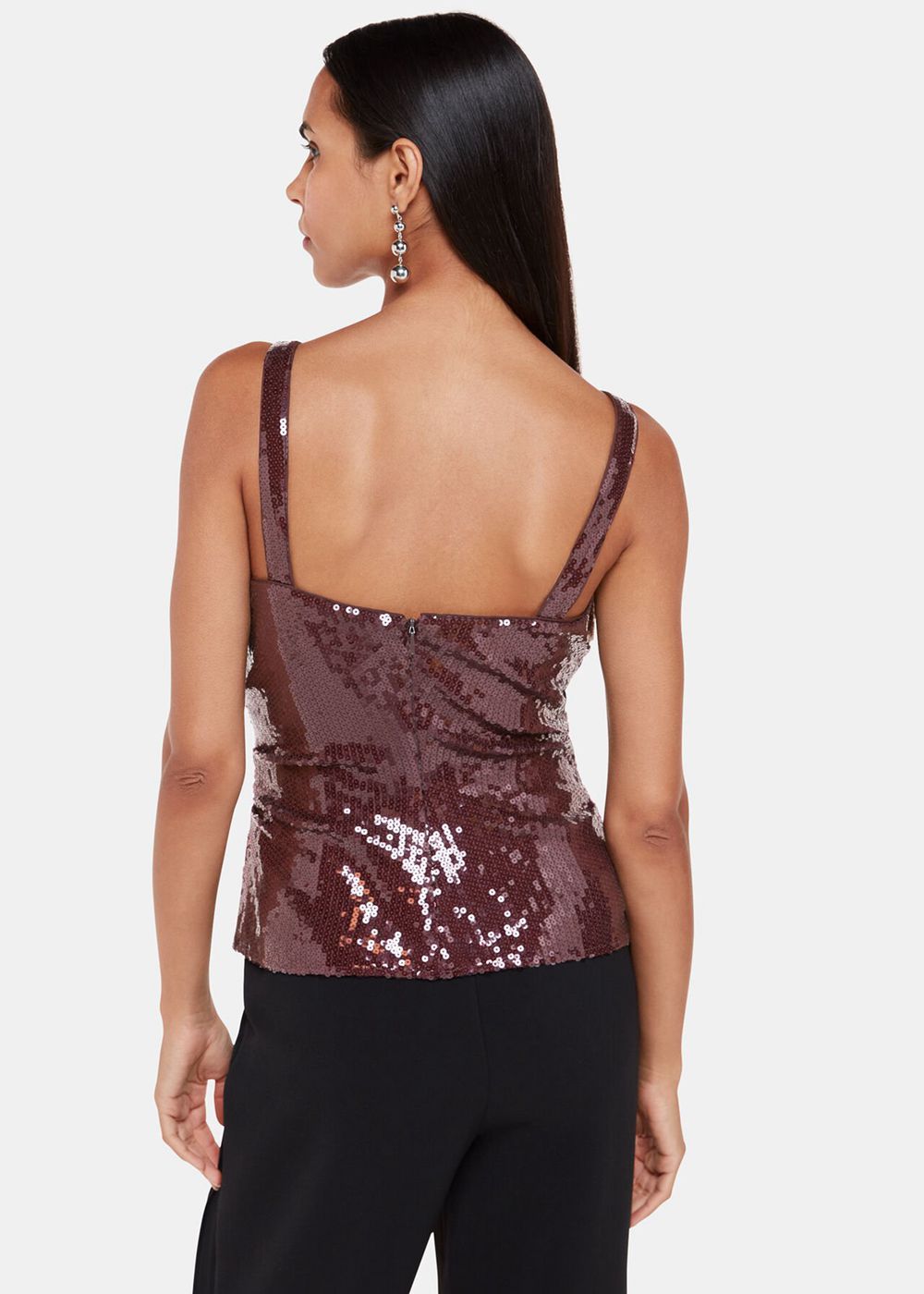 Whistles Sequin Cami Top Aubergine | US-95817DGQV