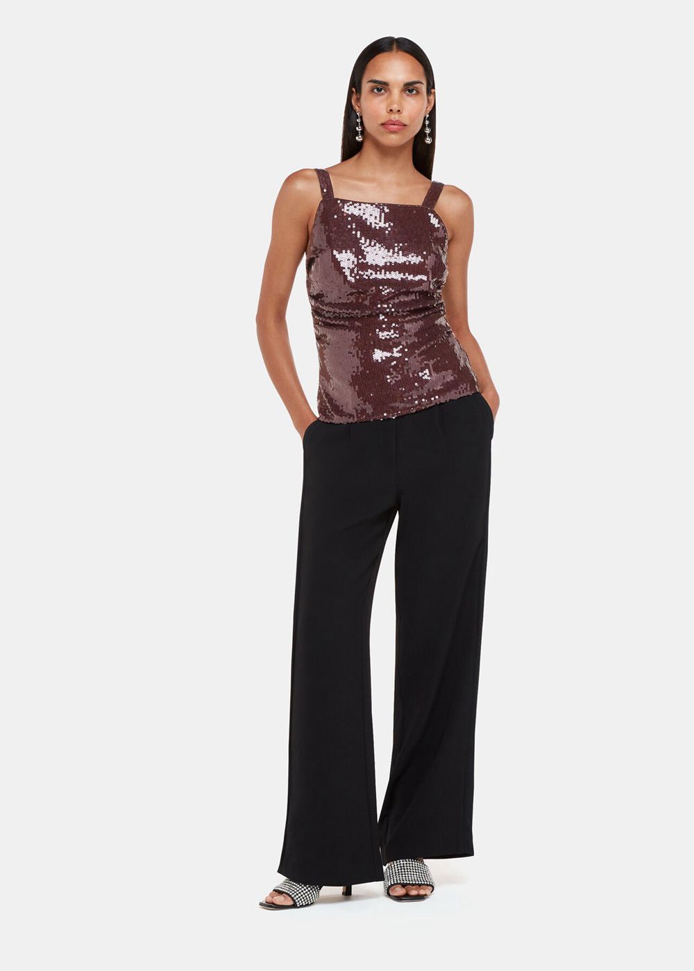 Whistles Sequin Cami Top Aubergine | US-95817DGQV