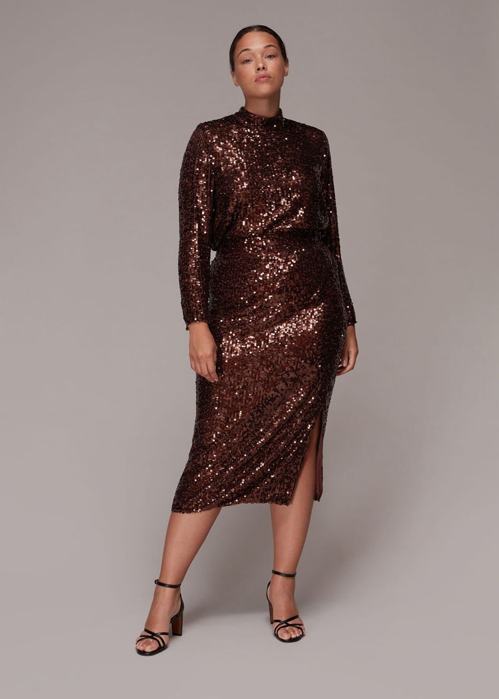 Whistles Sequin Column Skirts Chocolate | US-95142XDAI