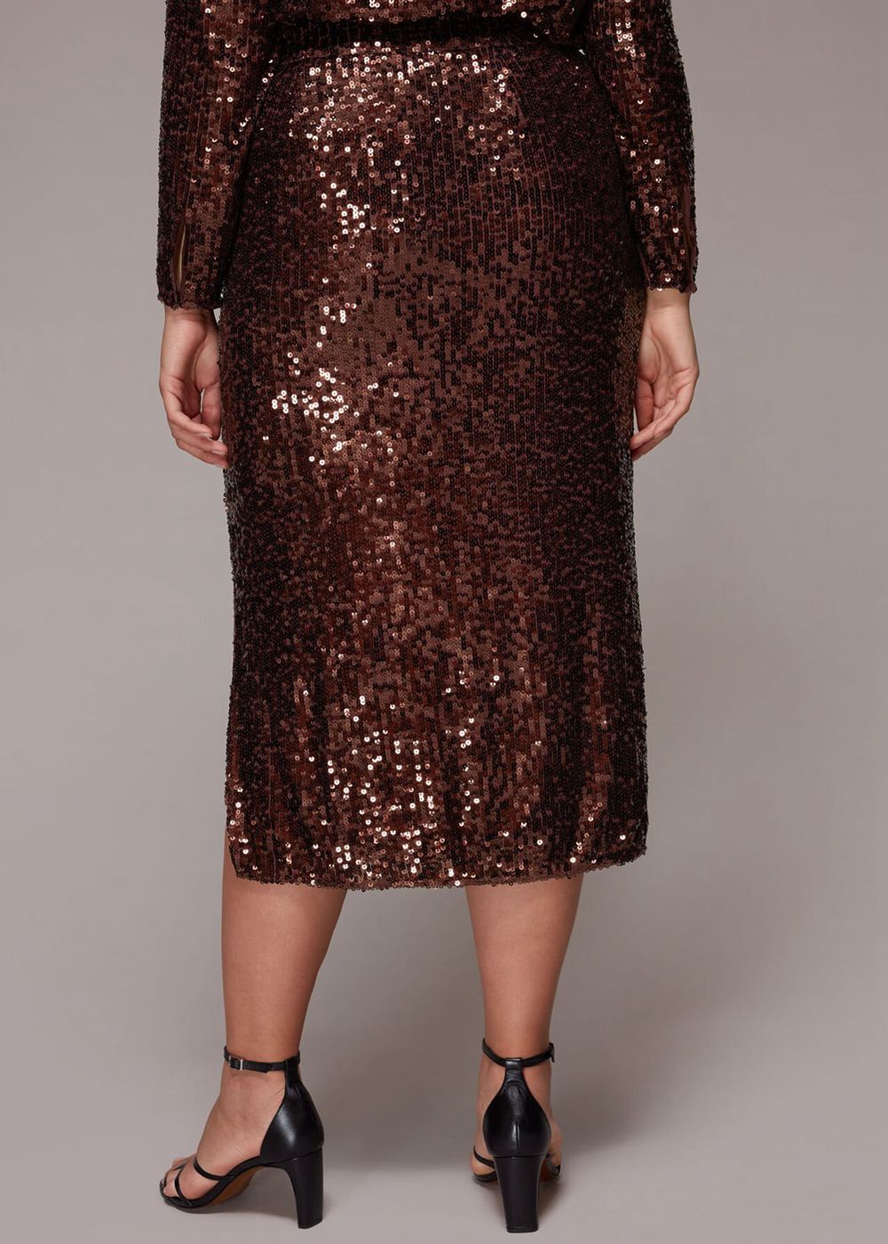 Whistles Sequin Column Skirts Chocolate | US-95142XDAI