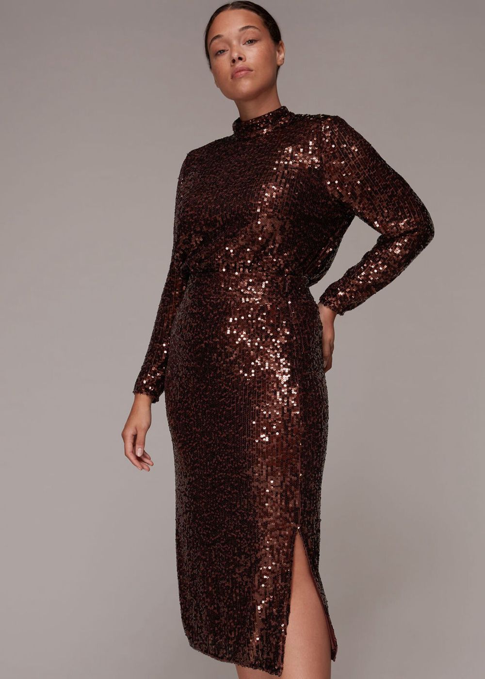 Whistles Sequin Column Skirts Chocolate | US-95142XDAI