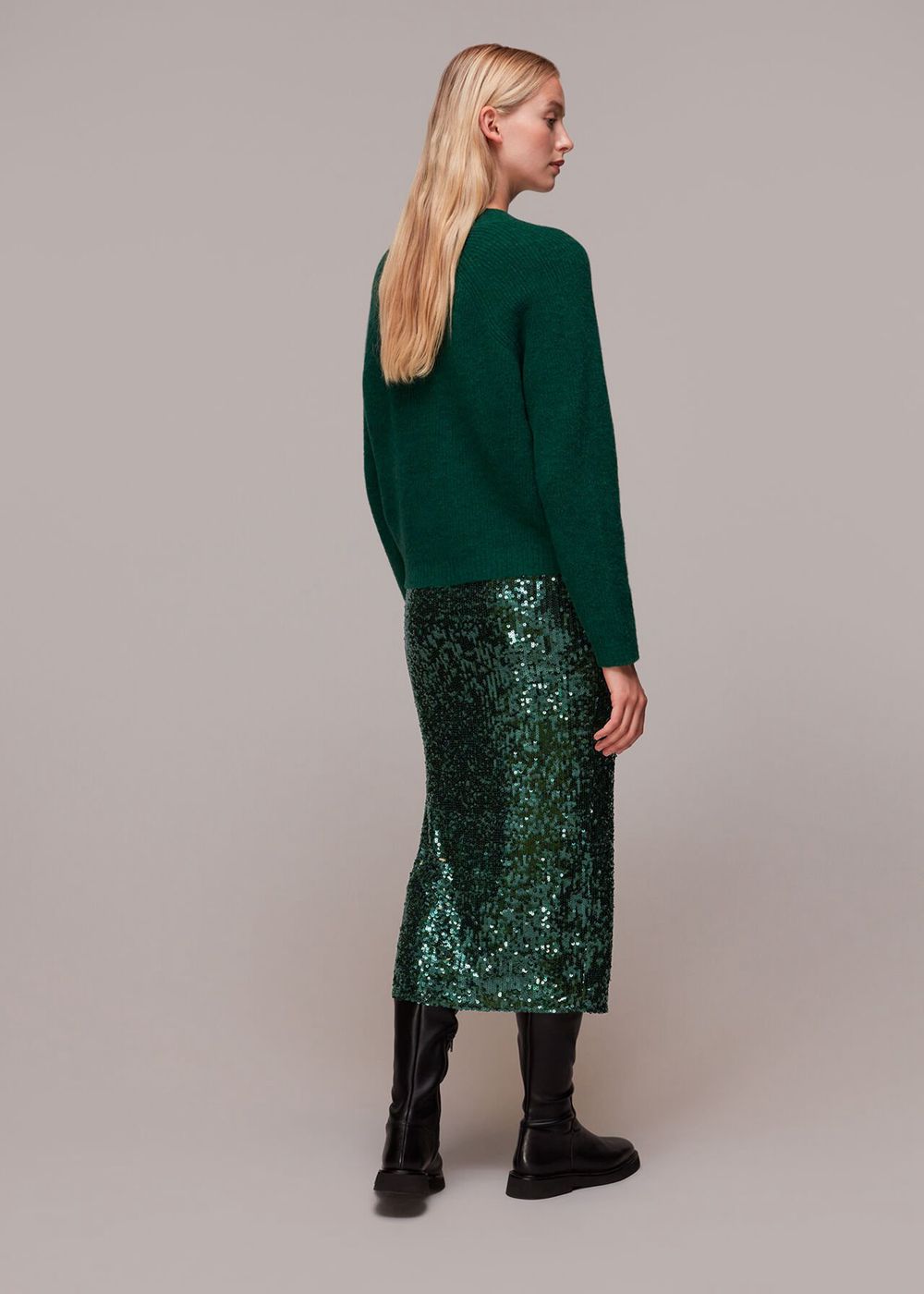 Whistles Sequin Column Skirts Dark Green | US-38157PGOT