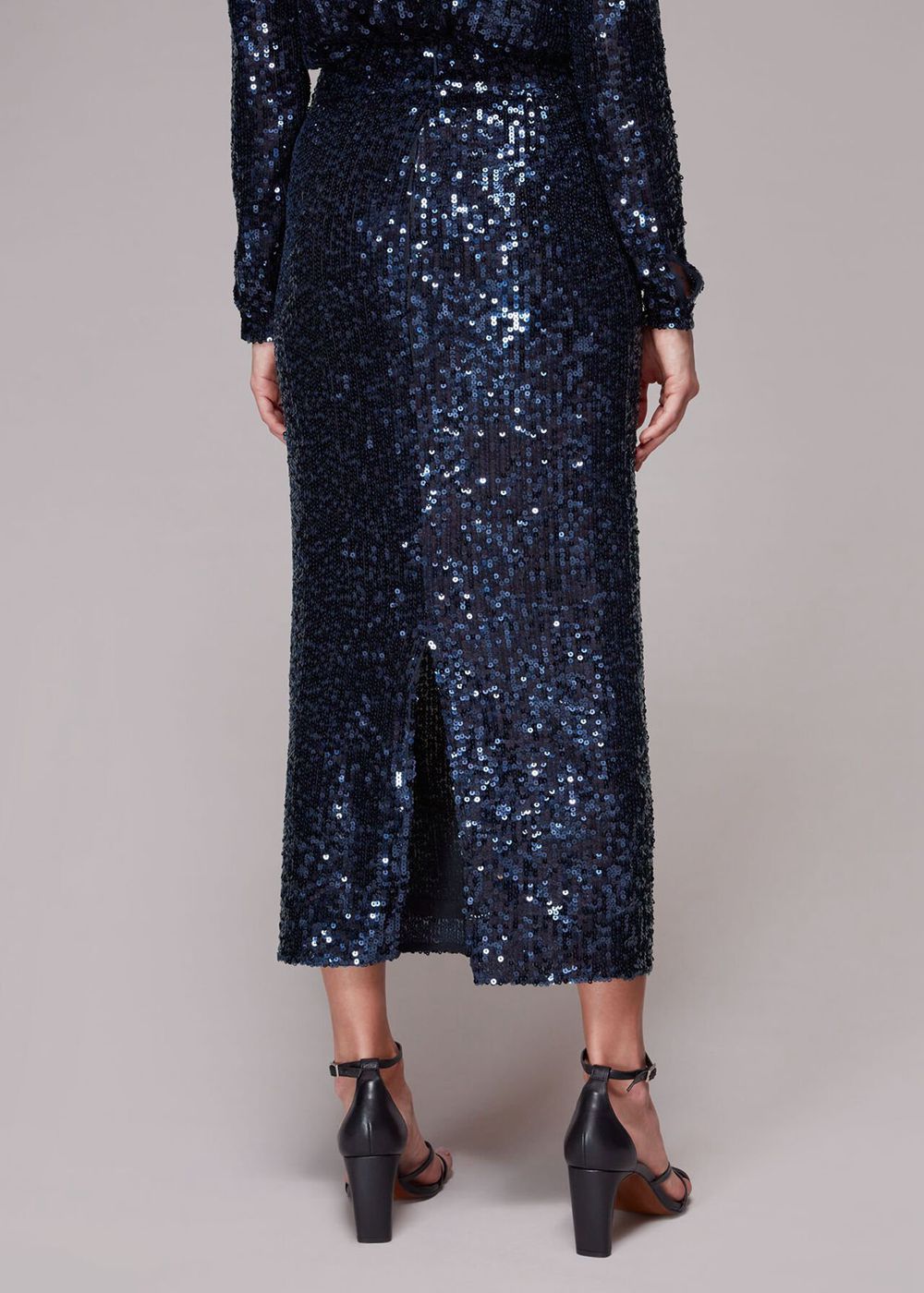 Whistles Sequin Column Skirts Navy | US-96801XHFD