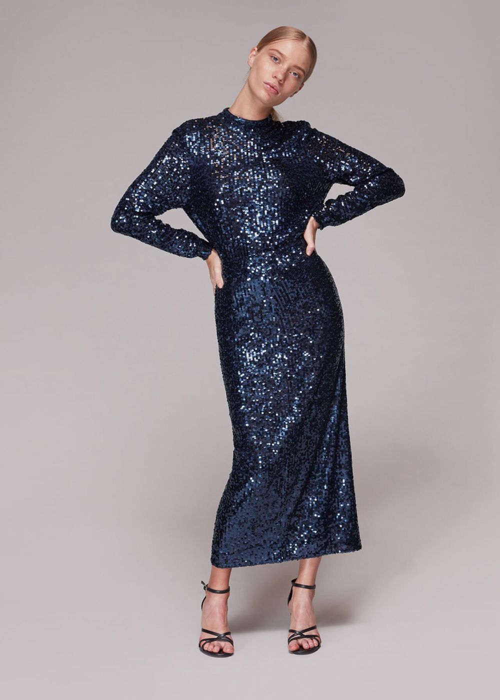 Whistles Sequin Column Skirts Navy | US-96801XHFD