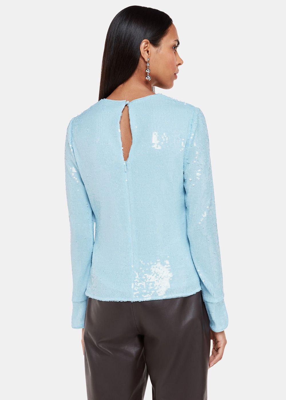 Whistles Sequin Minimal Tunic Top Blue | US-97036OVAH