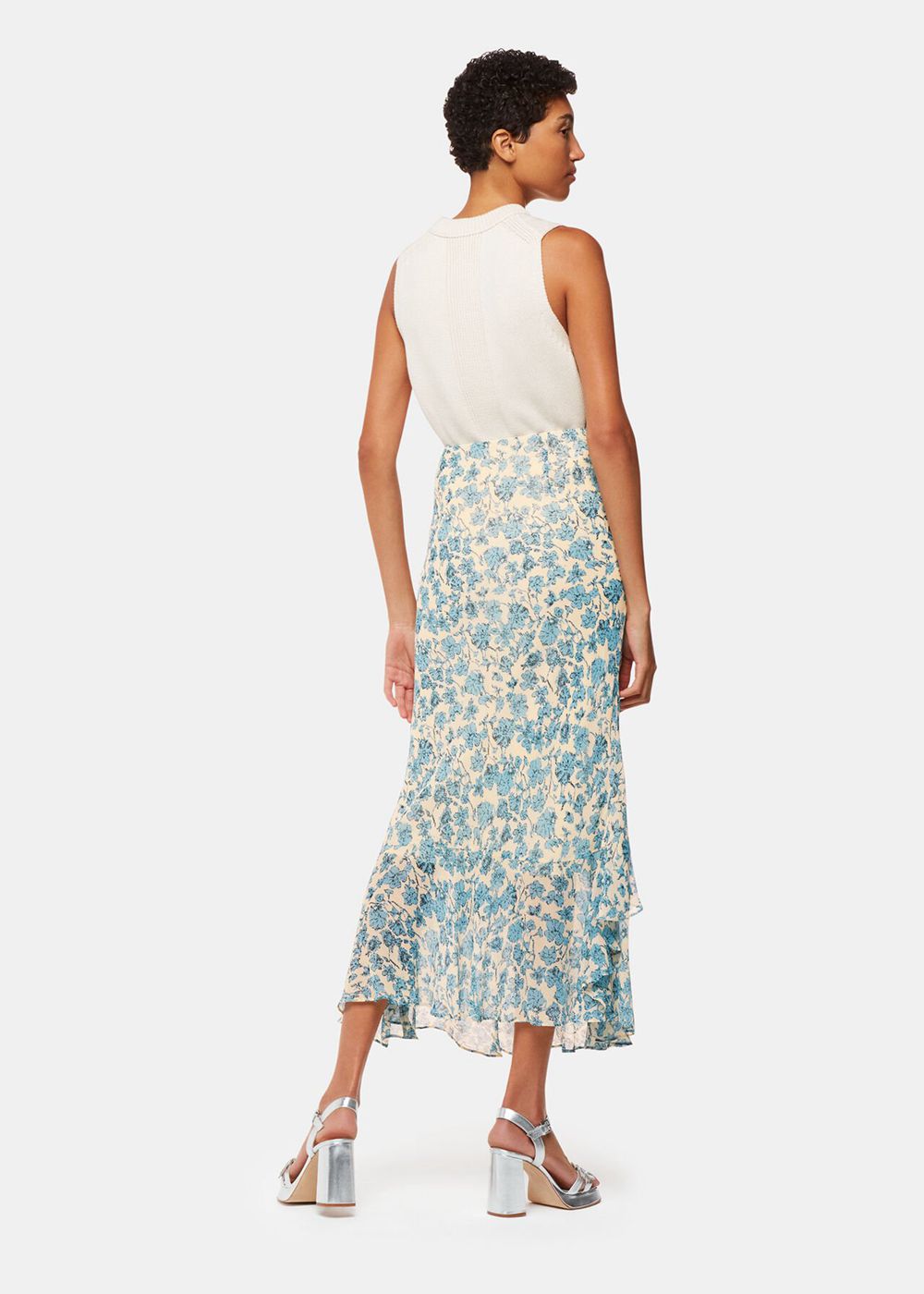 Whistles Shaded Floral Midi Skirts Blue / Multicolor | US-16804JFSV