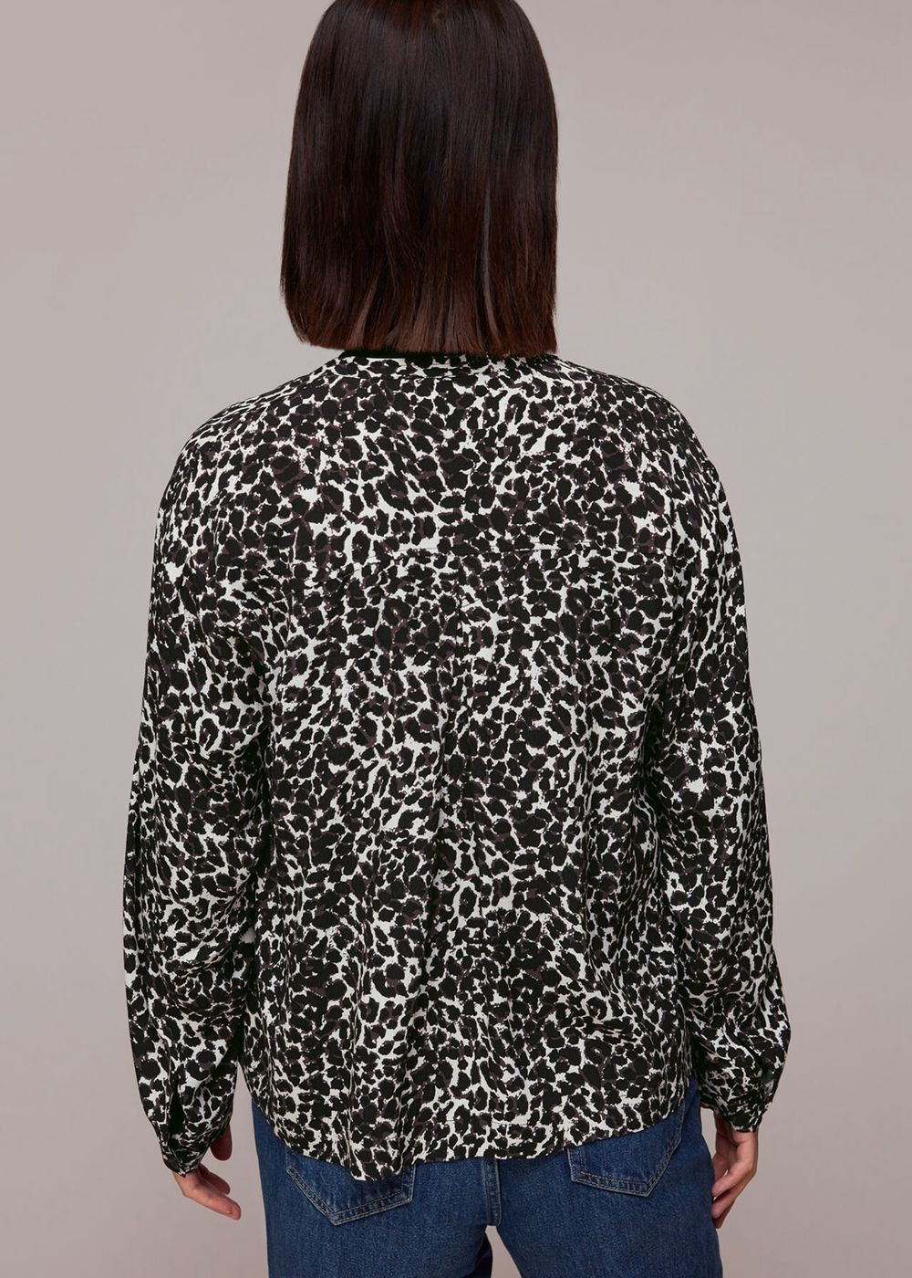 Whistles Shadow Leopard Print Blouse Black / White | US-09146KWAN