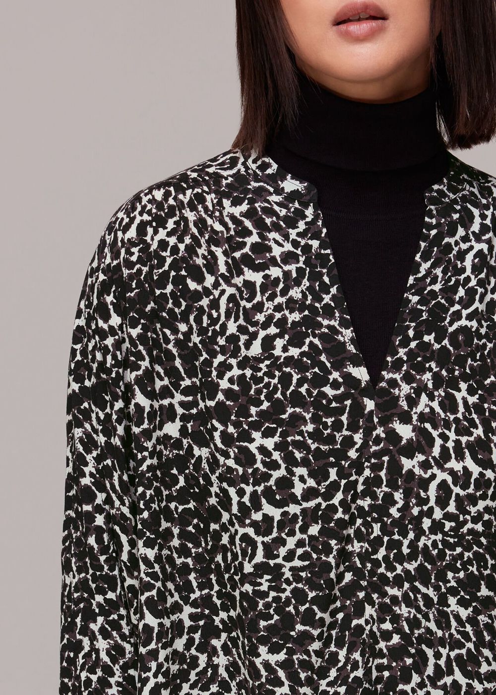 Whistles Shadow Leopard Print Blouse Black / White | US-09146KWAN