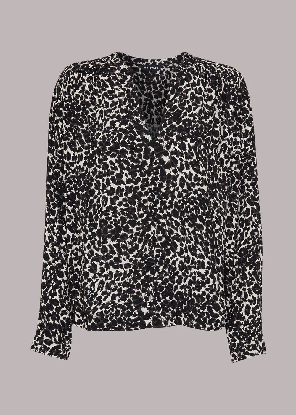 Whistles Shadow Leopard Print Blouse Black / White | US-09146KWAN