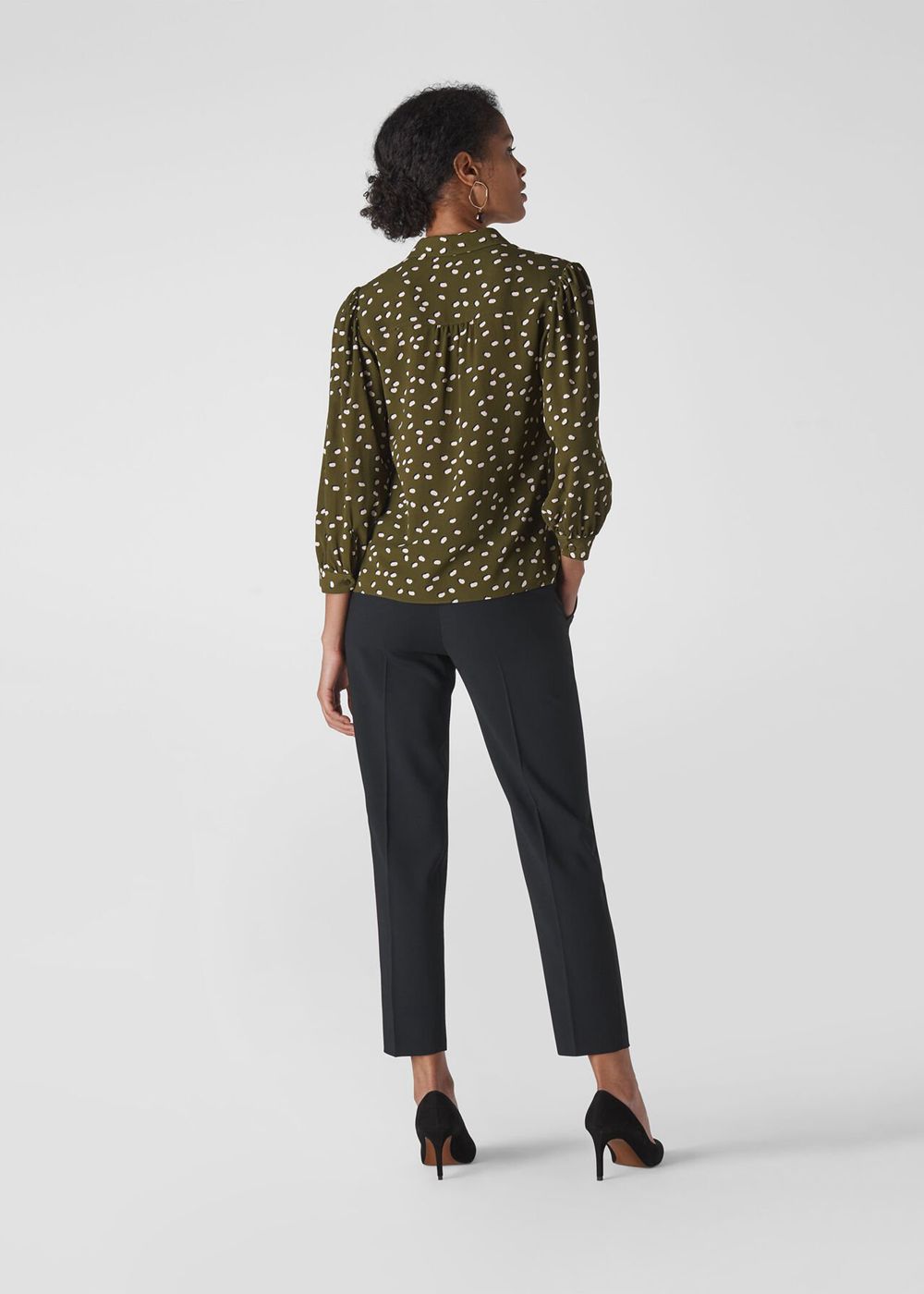 Whistles Shadow Spot Print Shirts Khaki / Multicolor | US-18392ITAH