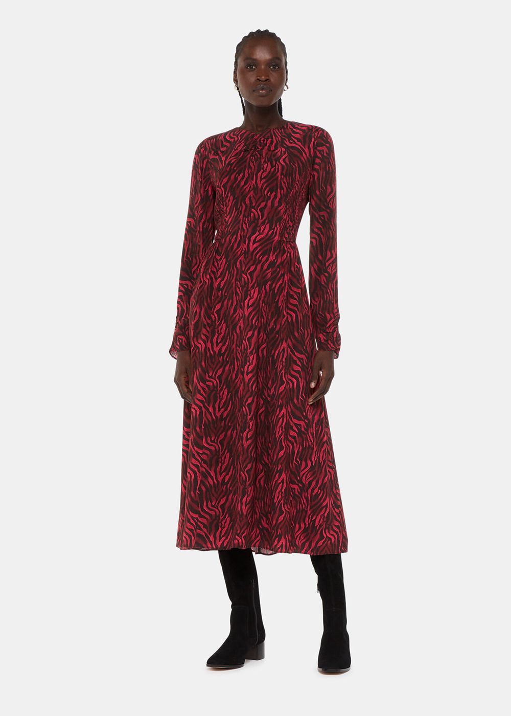 Whistles Shadow Tiger Heather Dress Red / Multicolor | US-19035UFSR