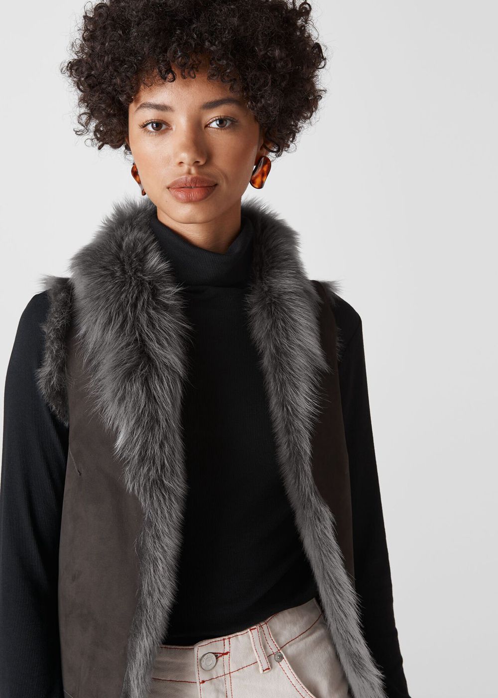 Whistles Sheepskin Reversible Vest Grey | US-53894PHTW