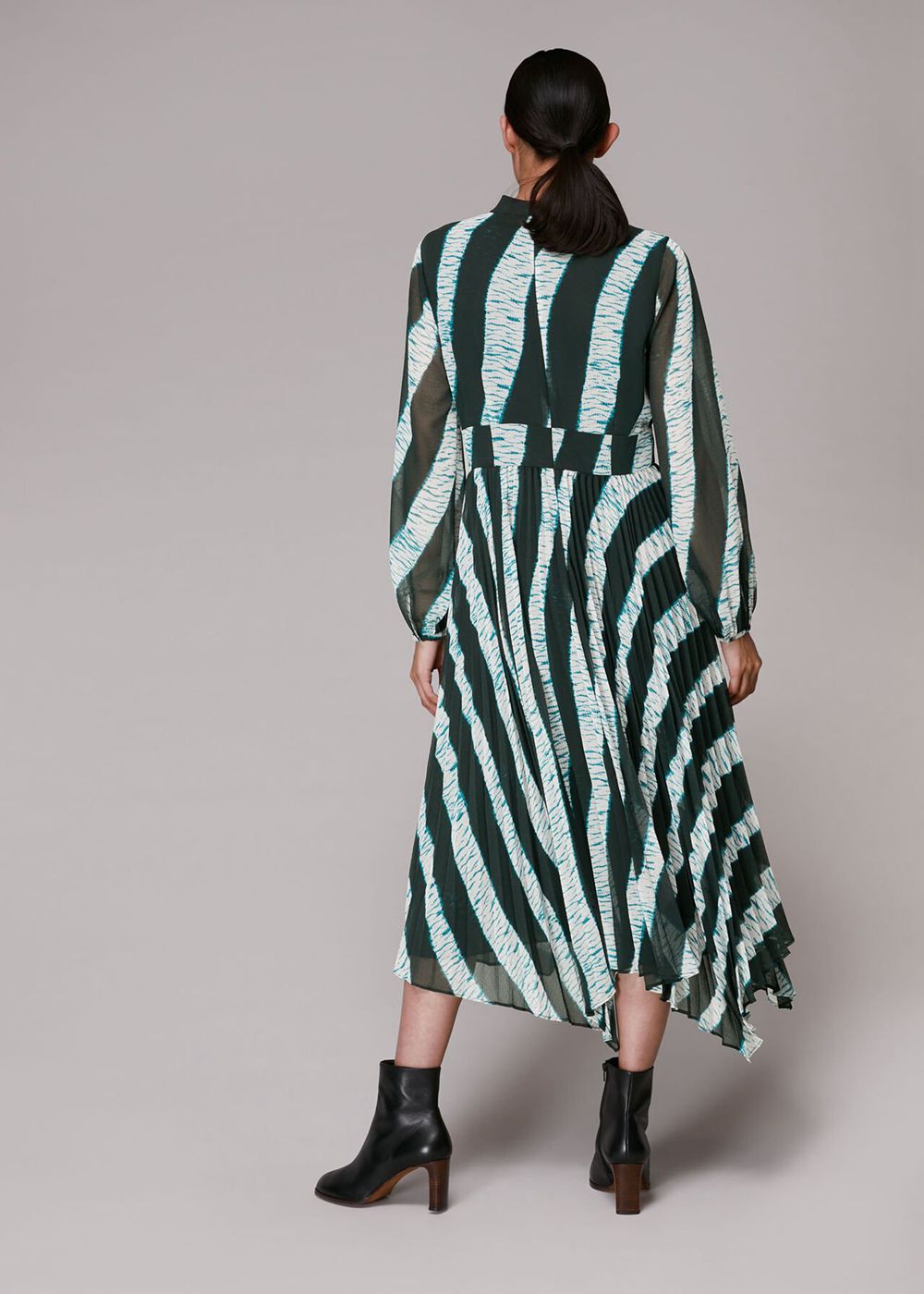 Whistles Shibori Print Pleated Dress Black / Multicolor | US-82631QTGD