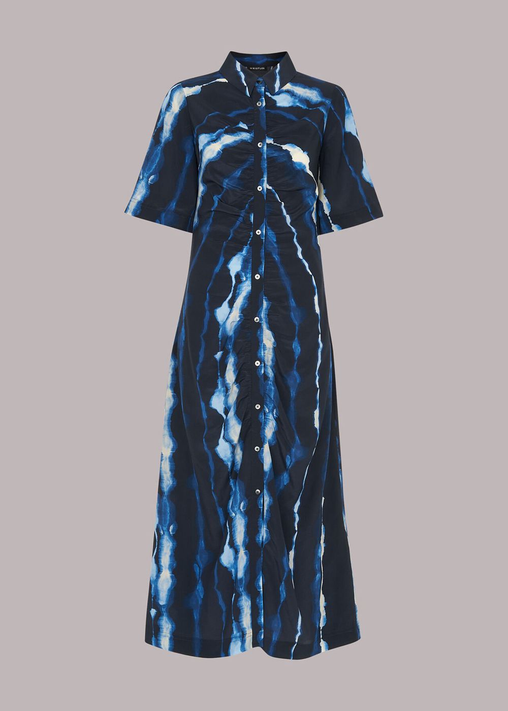 Whistles Shibori Print Silk Midi Dress Blue / Multicolor | US-09421TBVW