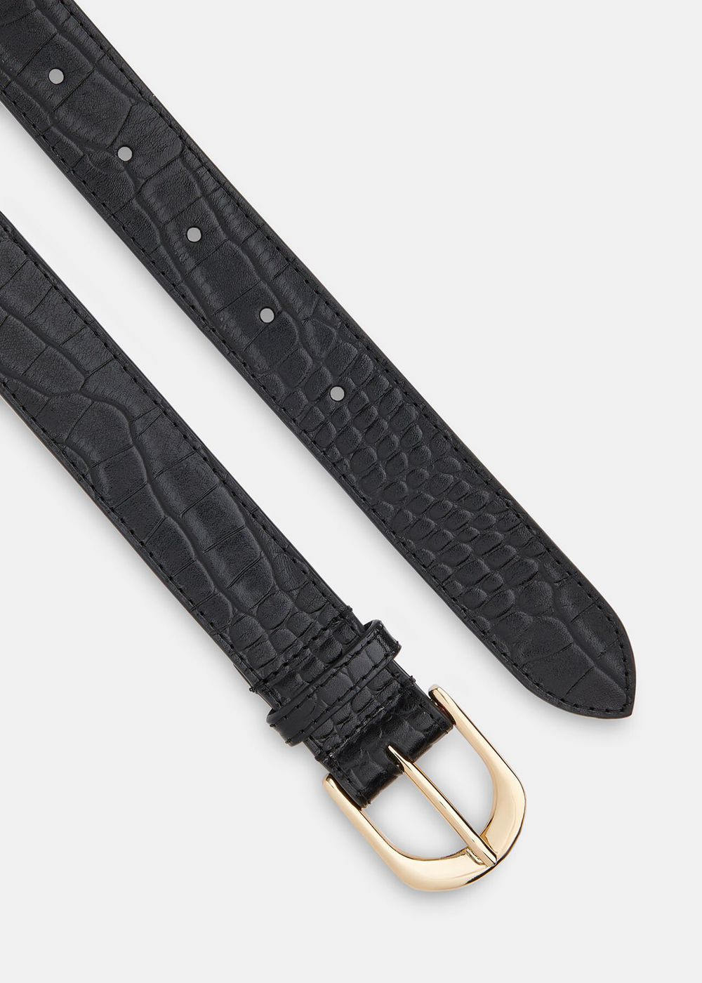 Whistles Shiny Croc Belt Black | US-29175FDVO