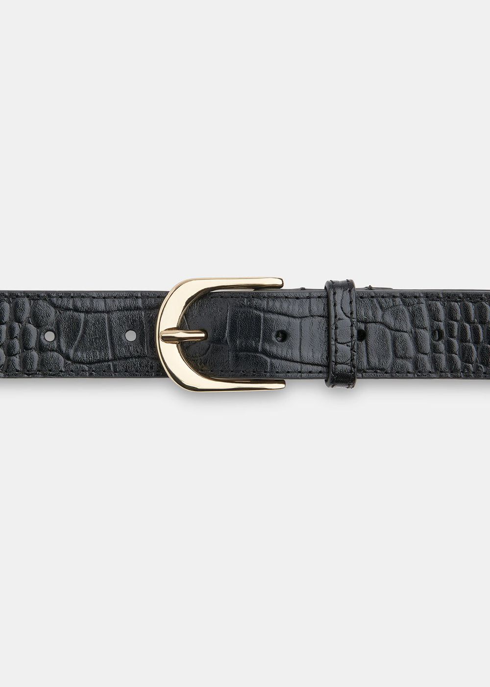 Whistles Shiny Croc Belt Black | US-29175FDVO