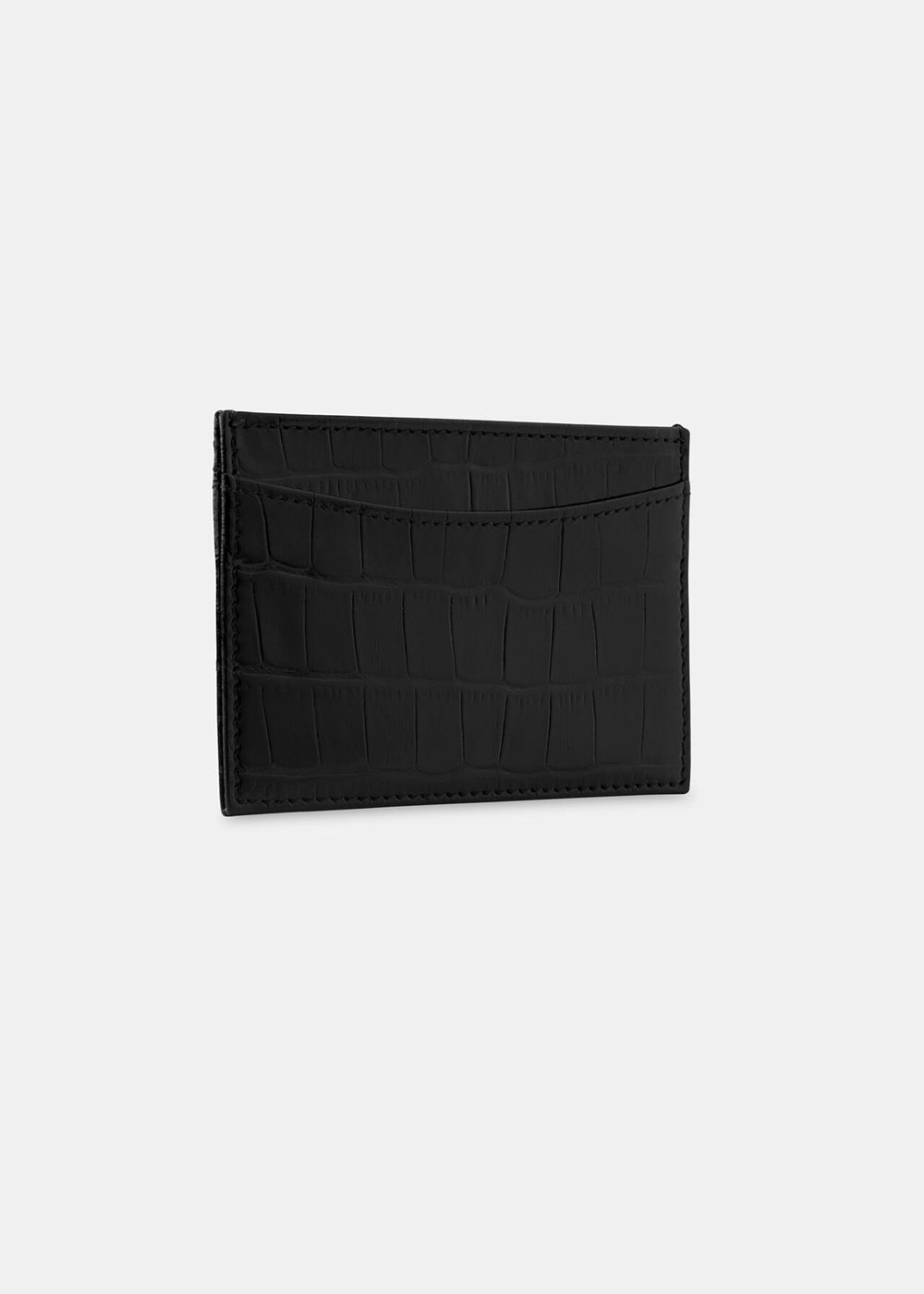 Whistles Shiny Croc Card Holder Black | US-34652KCIH