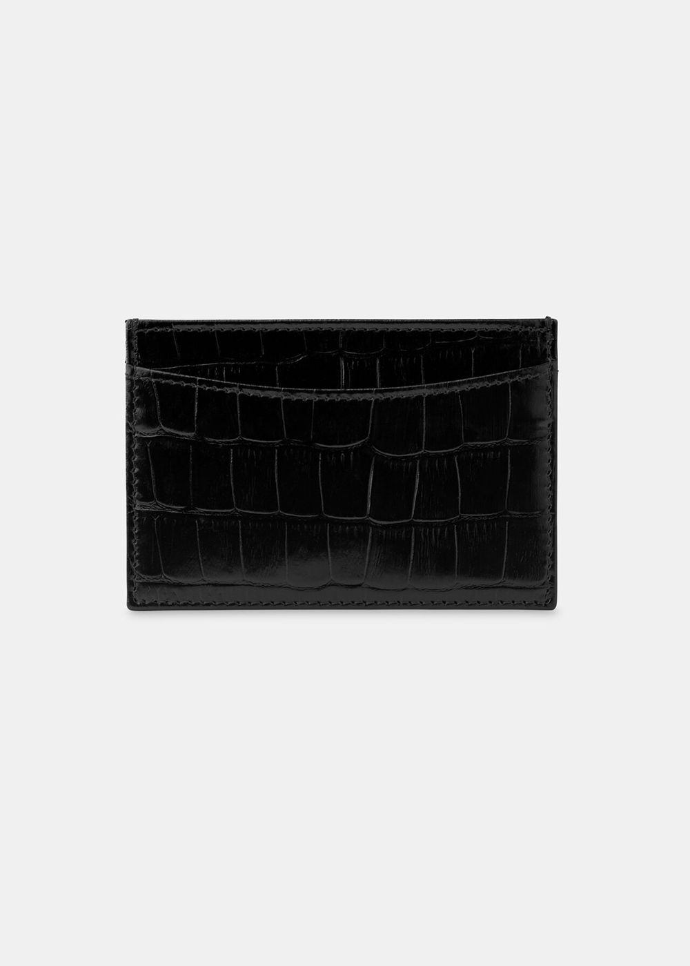 Whistles Shiny Croc Card Holder Black | US-34652KCIH