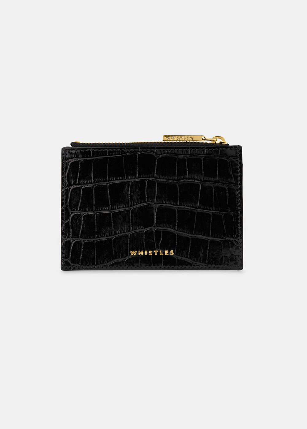 Whistles Shiny Croc Coin Purses Black | US-37490NJRB