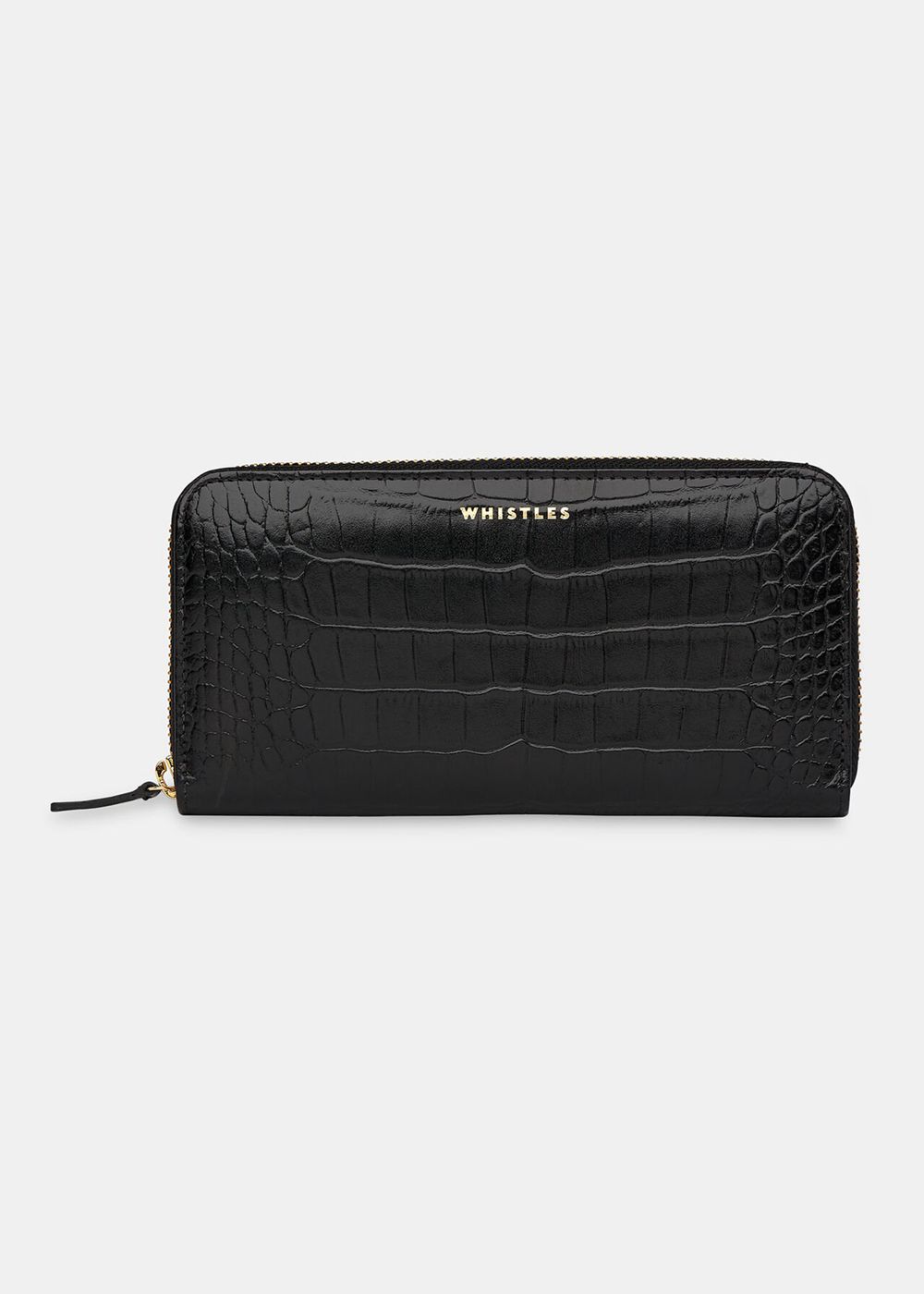 Whistles Shiny Croc Long Purses Black | US-98671JTEN