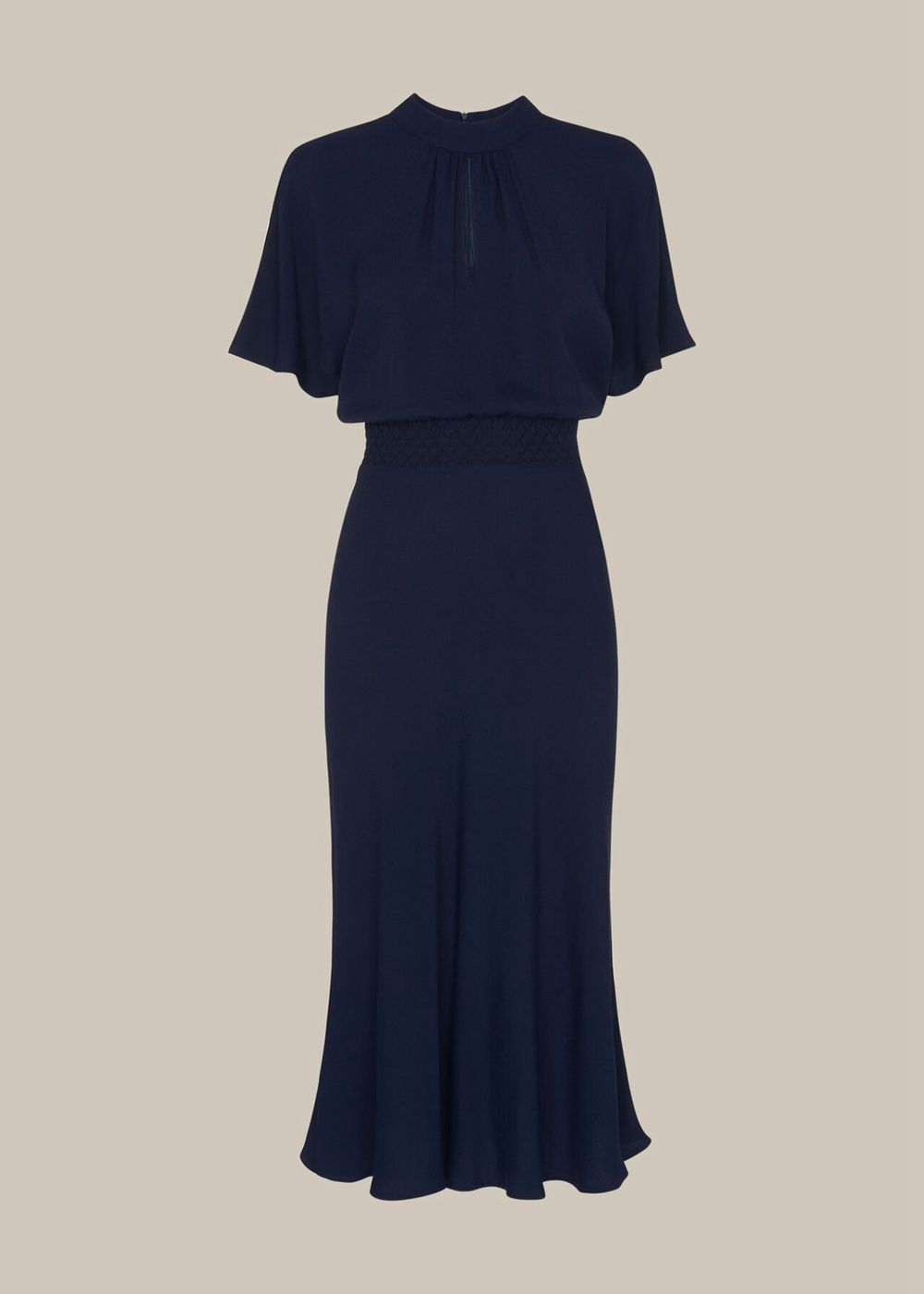 Whistles Shirred Waist Midi Dress Navy | US-28759VIAN