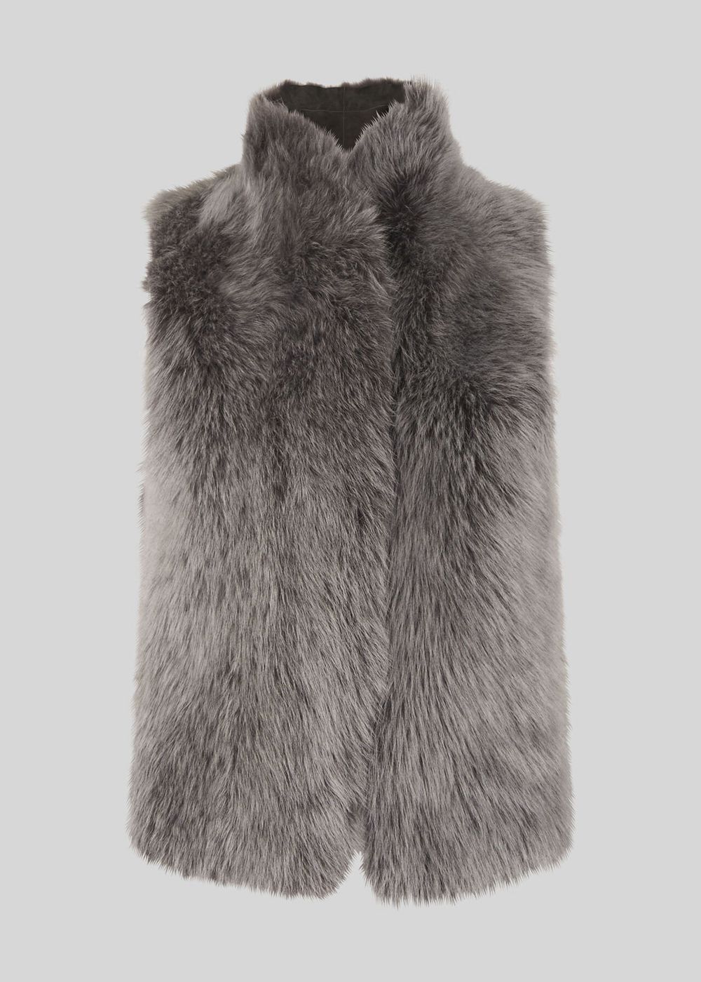 Whistles Short Sheepskin Vest Grey | US-12495XUFA