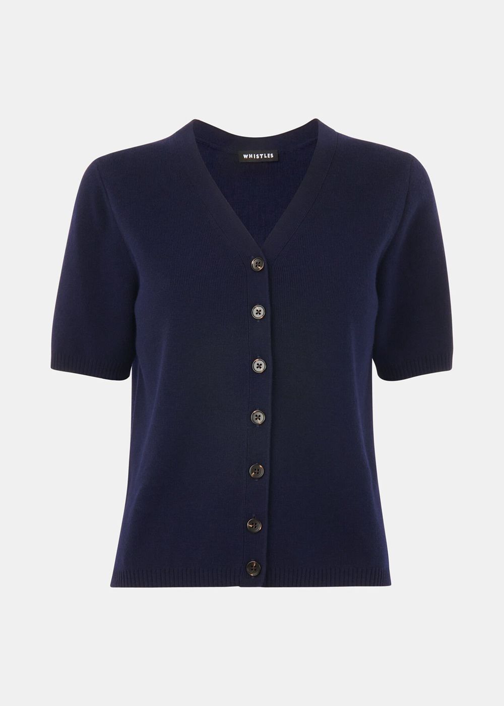 Whistles Short Sleeve Cardigan Navy | US-98735ECFM