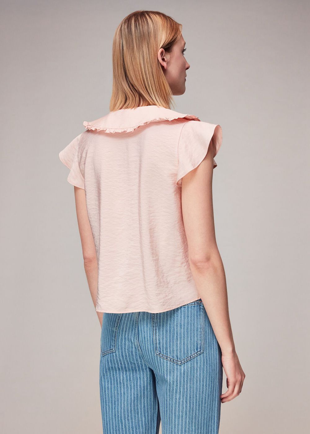 Whistles Short Sleeve Collar Top Pink | US-10892BRQU