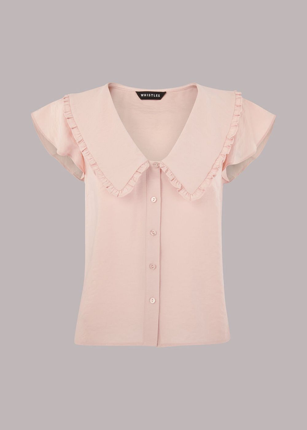 Whistles Short Sleeve Collar Top Pink | US-10892BRQU