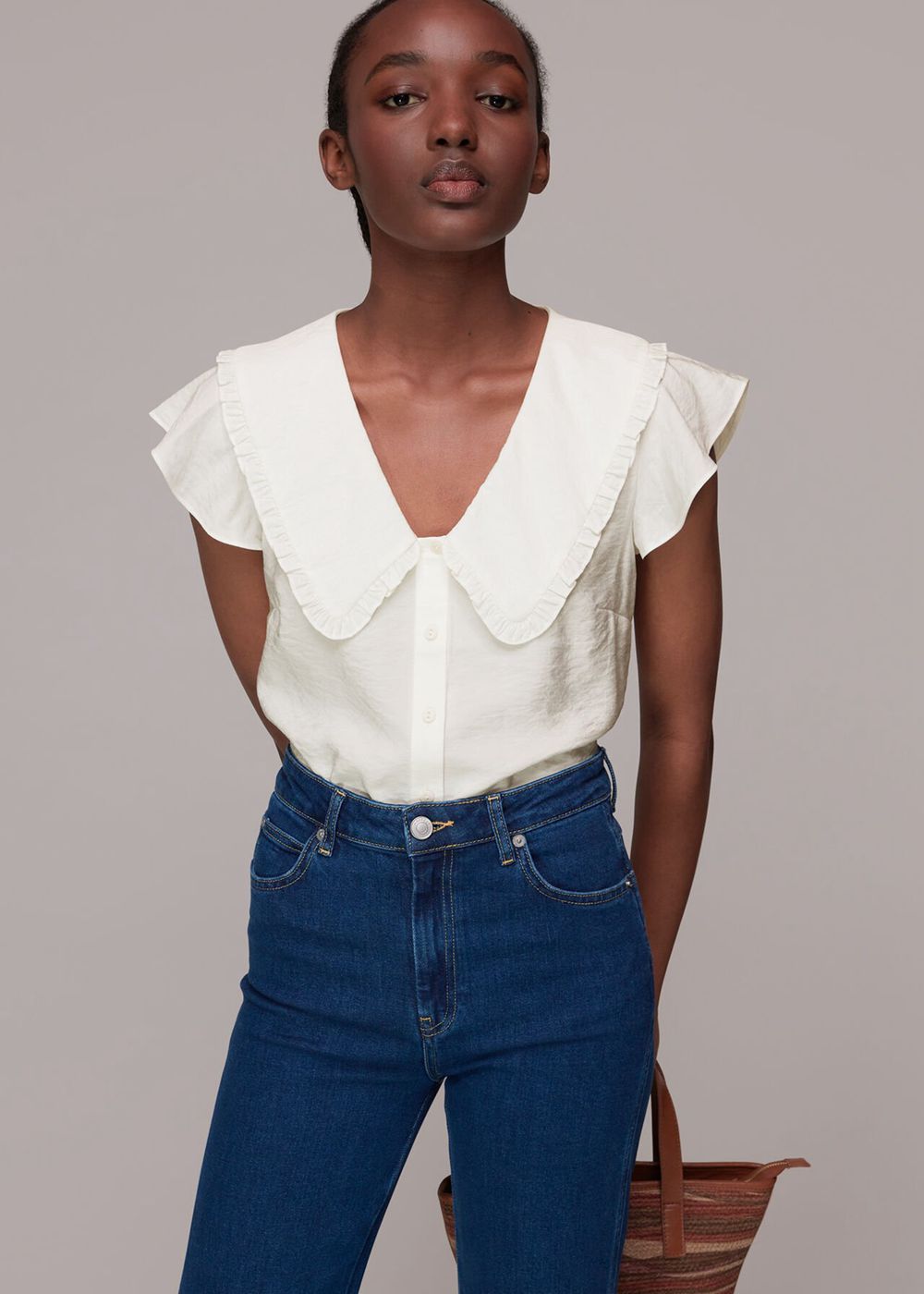 Whistles Short Sleeve Collar Top White | US-37258QSZF