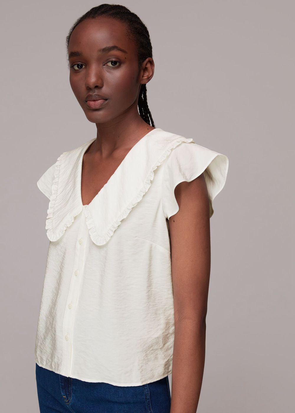 Whistles Short Sleeve Collar Top White | US-37258QSZF