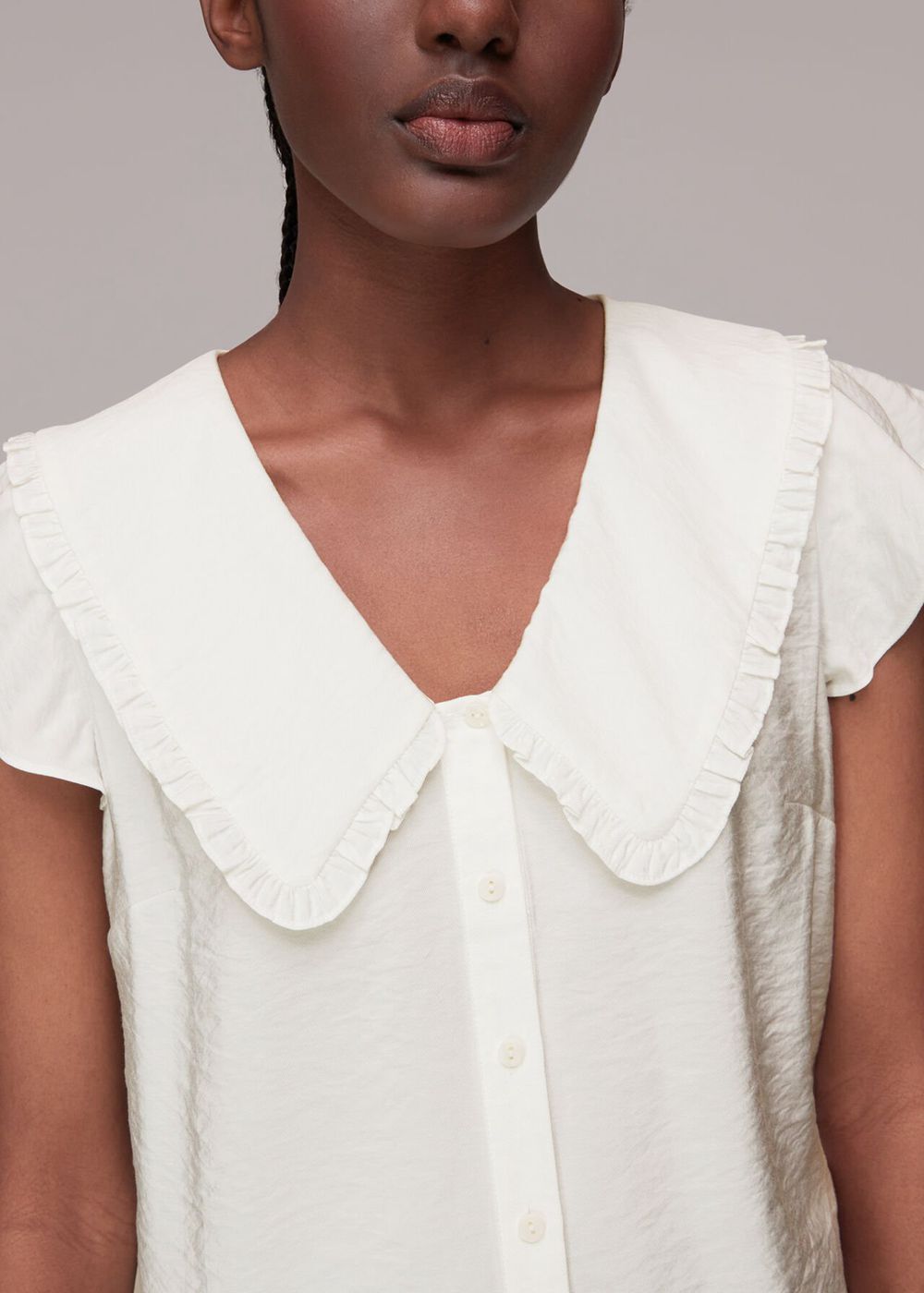 Whistles Short Sleeve Collar Top White | US-37258QSZF