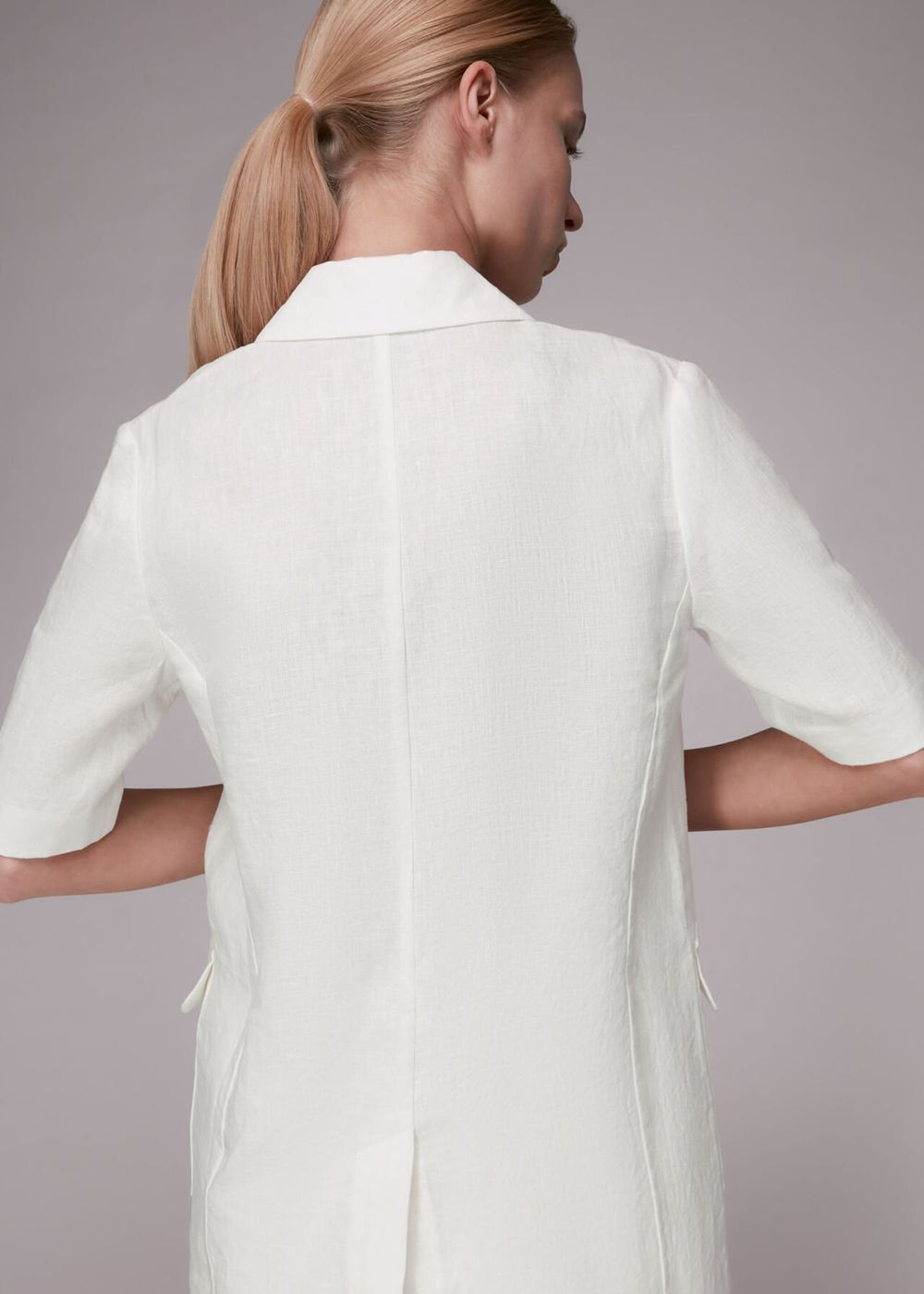 Whistles Short Sleeve Linen Jacket White | US-52819MTGY