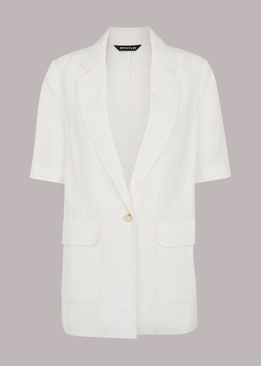 Whistles Short Sleeve Linen Jacket White | US-52819MTGY